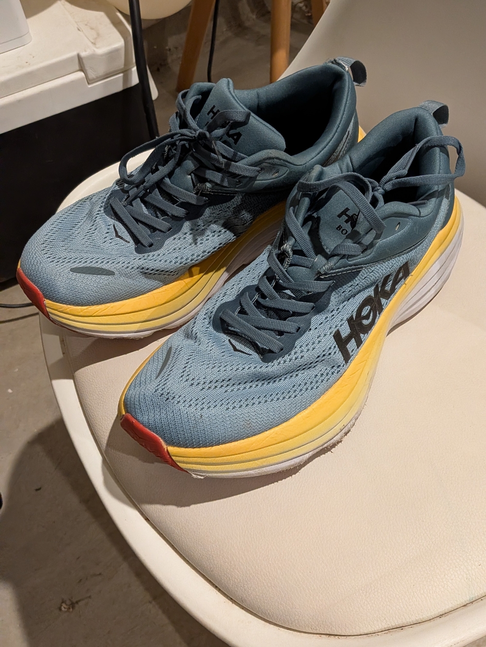 Hoka Bondi 9 Men's Blue & Yellow Running Shoes